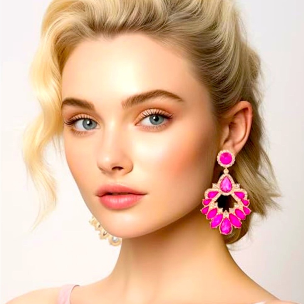 Hot Pink Pageant Earrings